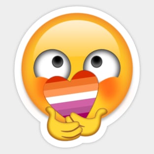 Lesbian Shy Heart Emoji Sticker